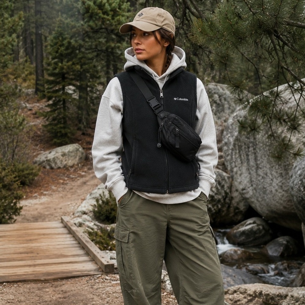 Columbia Sportswear Black Fleece Full Zip Vest Pockets Outdoor Women's Small
